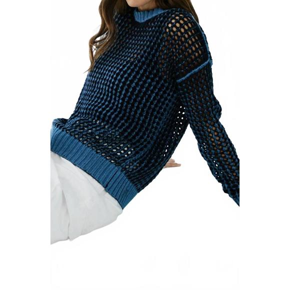 NEW AUTUMN CASHMERE inked mesh crew in navy combo - Picture 1 of 2